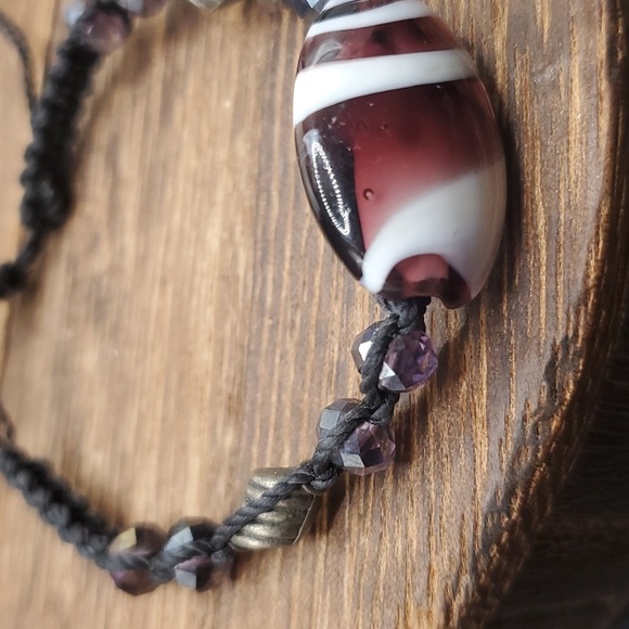 B2428 artisan Hand-blown jasper vein glass‎ bracelet - Picture 3 of 4